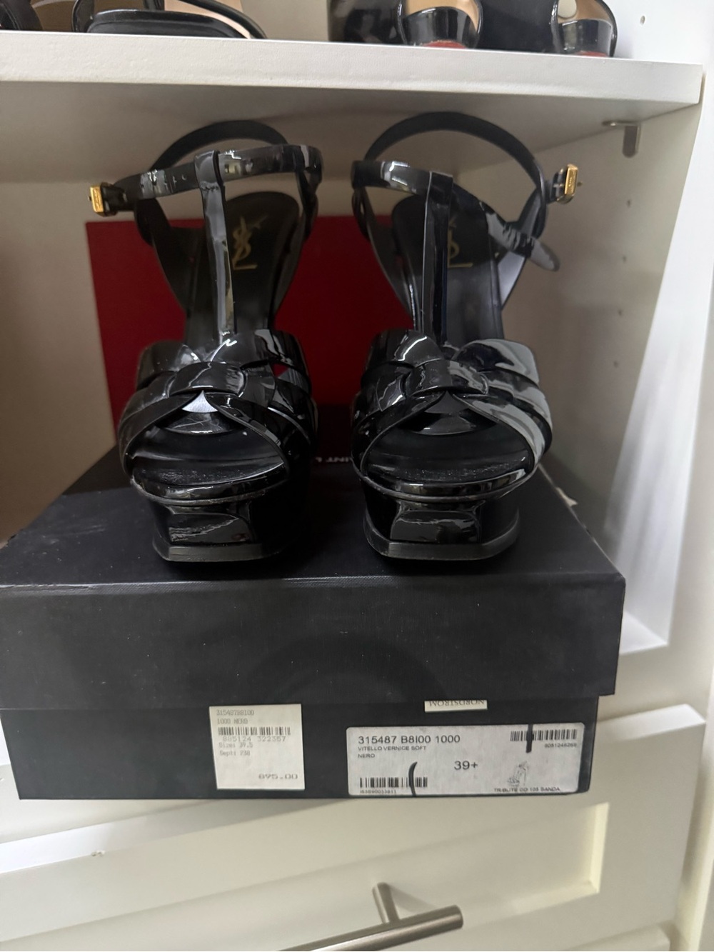 Nordstrom Black Patent Platform Sandals with Ankle Strap